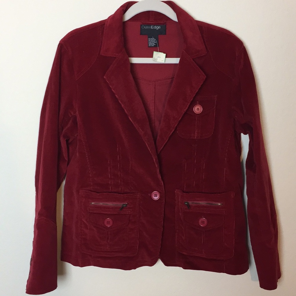 Outer Edge Christmas Red Working Corduroy Jacket